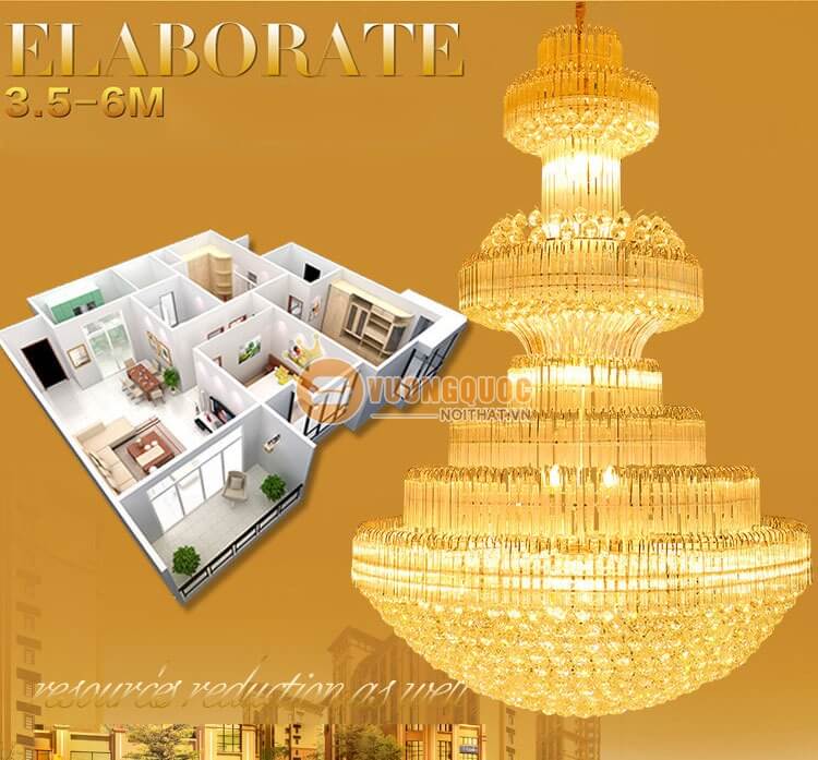 Đèn chùm pha lê cao cấp gắn trần biệt thự CM198-5